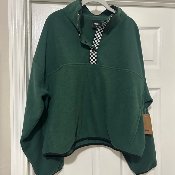 Vans Tops - Vans Dark Green Pullover Fleece with Checker Tag
